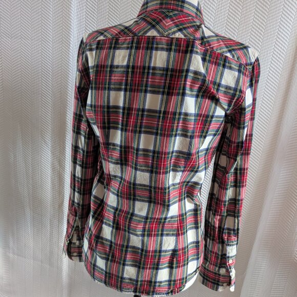 Lauren Ralph Lauren plaid ruffled button down blouse Small Academia Tartan - Picture 4 of 9